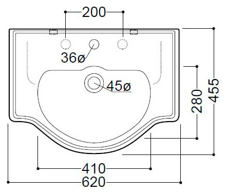 Раковина Kerasan Retro 103001*1 62 с 1 отверстием под смеситель, белый