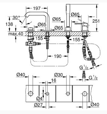 Смеситель Grohe Essence New 19578001 на борт ванны