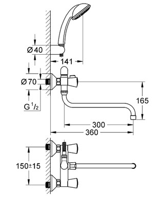 Смеситель Grohe Costa S 26792001 универсальный