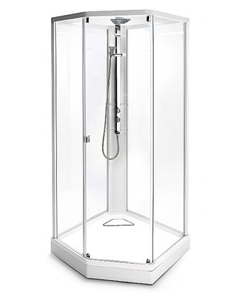 Задняя панель IDO Showerama 8-5 4985122011 100x100 прозрачное стекло, белый профиль