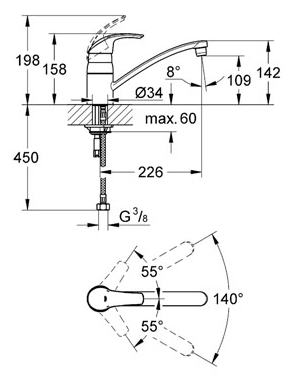 Смеситель Grohe Eurosmart 3328100E для кухонной мойки