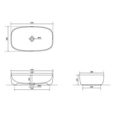 Раковина Galassia Dream 7300NEMT 64х38 черный матовый