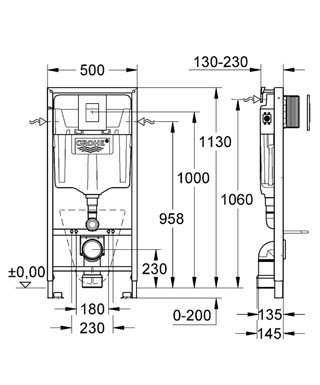 Система инсталляции для унитазов Grohe Rapid SL 38775001 4 в 1 с кнопкой смыва