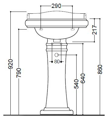 Раковина Kerasan Retro 104501*3 55 с 3 отверстиями под смеситель, белый