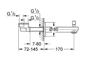 Излив Grohe Eurosmart Cosmopolitan 13262000 для ванны
