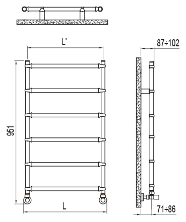 Полотенцесушитель водяной Irsap Bella BEP053B50IR01NNN01 95,1x55 хром
