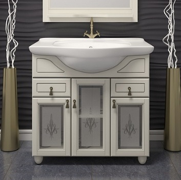 Тумба с раковиной Opadiris Тибет 80 стекло, слоновая кость (1013)