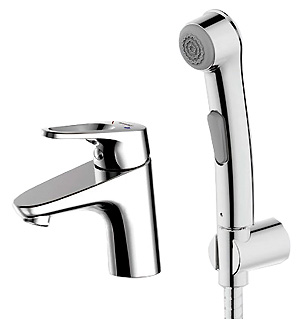 Смеситель с гигиеническим душем Bravat Drop F148162C-1 для раковины, хром