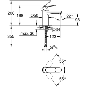 Смеситель Grohe Eurosmart Cosmopolitan 23327KW0 для раковины, черный матовый