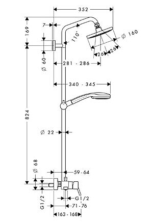 Душевая стойка Hansgrohe Croma 100 27154000