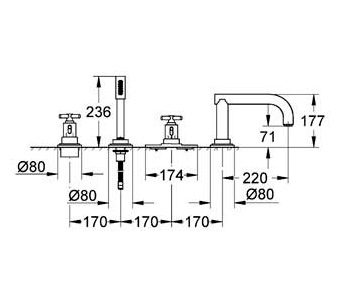 Смеситель Grohe Atrio 19141000 на борт ванны