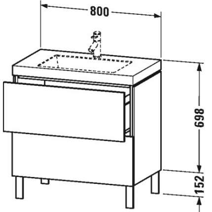 Тумба с раковиной Duravit L-Cube LC6937O2222 80 два ящика, белый глянцевый