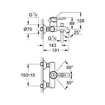Смеситель Grohe BauClassic 32865000 для ванны с душем