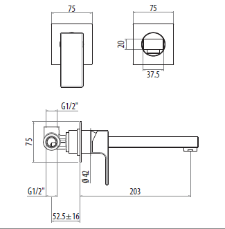 Смеситель Gattoni Kubik 2537/25C0 для раковины, хром