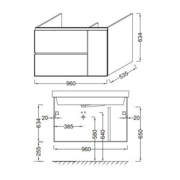 Тумба под раковину Jacob Delafon Soprano EB1334-N08-E10 100 см, выдвижной ящик, квебекский дуб
