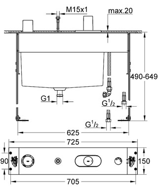 Термостат Grohe 34085000 скрытого монтажа на 3 отверстия, для ванны