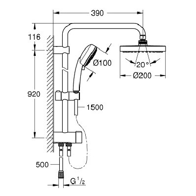 Душевая стойка Grohe Tempesta New Cosmopolitan 26453001 с переключателем