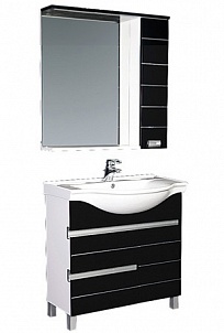 Мебель для ванной Aquanet Доминика 90 черная, 1 дверца, 2 ящика