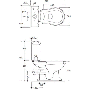 Бачок для унитаза-моноблока Kerasan Retro 1081nero/lucido черный глянцевый