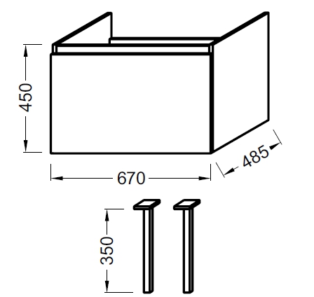 Тумба для комплекта Jacob Delafon Odeon Up EB860-N18 70 см, белый блестящий ламинат