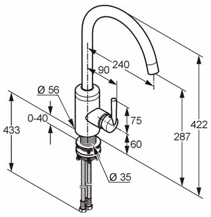 Смеситель Kludi Steel 38850F660 для кухонной мойки