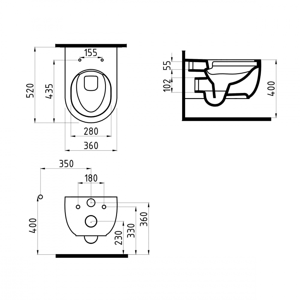Унитаз подвесной Bien Vokha MDKA052N1VP1B9000 с функцией биде, черный ...