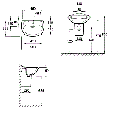 Раковина Jacob Delafon Portrait E1233-00 50