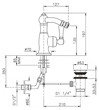 Смеситель Nicolazzi Cinquanta 3453 BZ 75C для биде