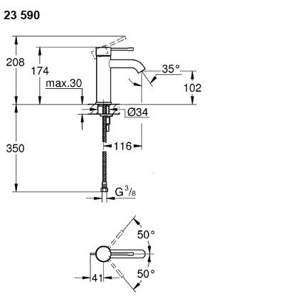 Смеситель Grohe Essence New 23590001 для раковины