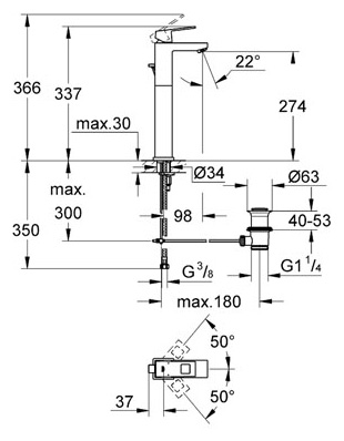Смеситель Grohe Eurocube 23136000 для раковины