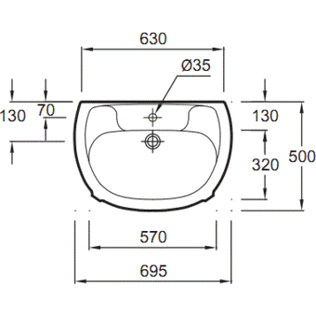 Раковина Jacob Delafon Portrait E1214-00 70