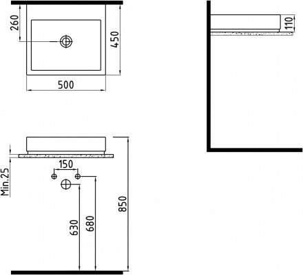 Раковина Bien Infinitum INLG05001VD1W5000 50х45 белый