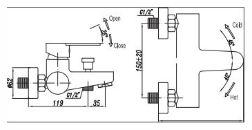 Смеситель Cezares Laconico LACONICO-C-VD-BLC (LACONICO-VD-BLC) для ванны с душем