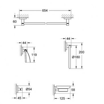 Набор аксессуаров Grohe Essentials 40344001 5 предметов, хром