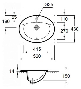 Раковина Jacob Delafon Odeon E4155-00 56х43 см