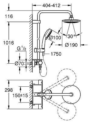 Душевая стойка Grohe Eurotrend System 190 26249000