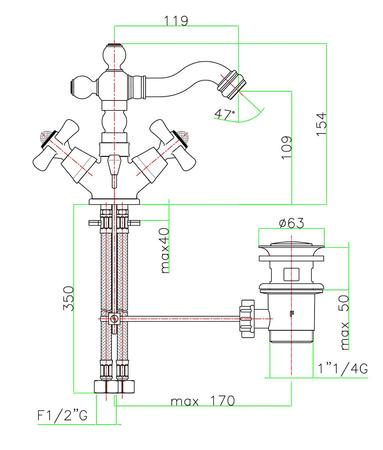 Смеситель Fiore Margot Sky 01ZZ0635 для биде, бронза