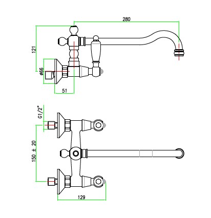 Смеситель Fiore Margot Coloniale Sky 03CR0645 для раковины, хром