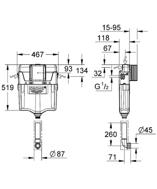 Смывной бачок скрытого монтажа Grohe GD2 38661000