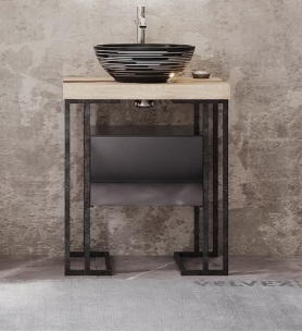 Тумба с раковиной Velvex Gelou 65 черная матовая