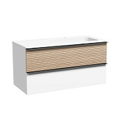 Тумба c раковиной Sancos Delta DL100RW R дуб светлый/белый