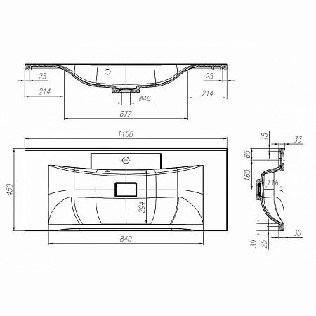 Раковина BelBagno BB1100/450-LV-MR-PR 110х45 белый
