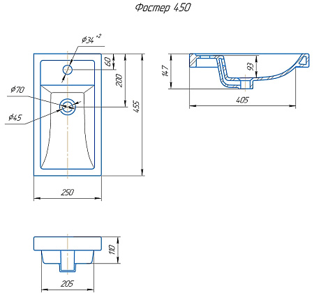 Мебельная раковина Aqwella Фостер 4640021065907 45 белый