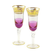 Набор бокалов для шампанского Migliore Luciana 25578 хрусталь фиолетовый, декор золото 