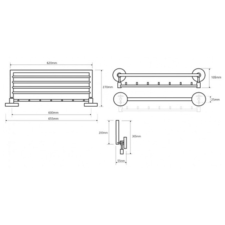 Полка Bemeta Omega 104205162 60 с крючками