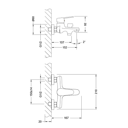 Смеситель Lemark Point LM0314C для ванны, хром