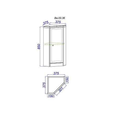 Шкаф Aqwella Барселона Ba.03.36 угловой белый