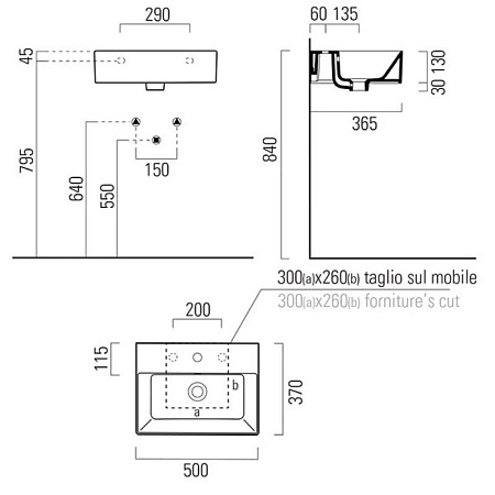 Раковина GSI Kube X 9447111 50 белый