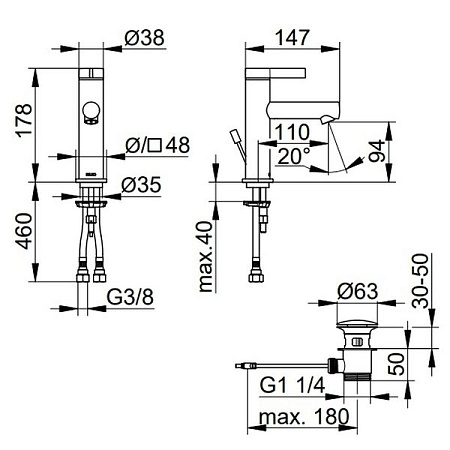 Смеситель Keuco Ixmo Pure 59502011000 для раковины, хром