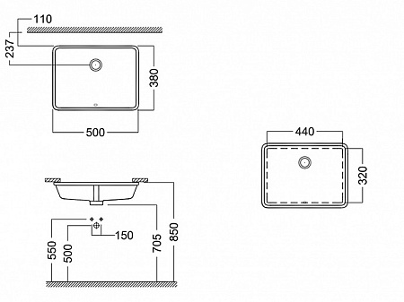 Раковина Hatria Bahia BH0500380010TU0 50х38 белый
